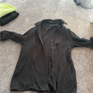 SHEIN Black Casual Button Down Shirt